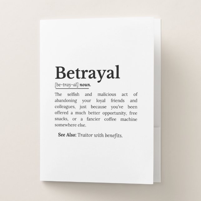 Betrayal Definition Funny Version Pocket Folder (Front)