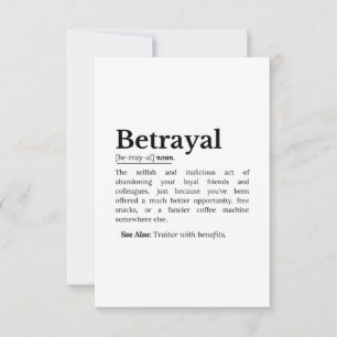 Betrayal Definition Funny Version RSVP Card