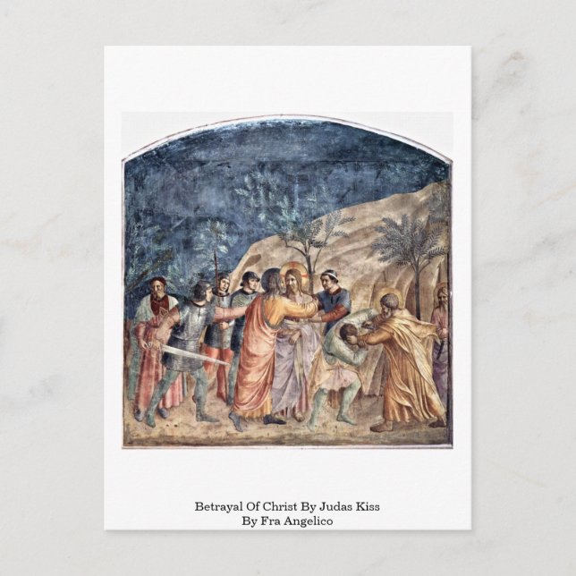 Betrayal Of Christ By Judas Kiss By Fra Angelico Postcard (Front)