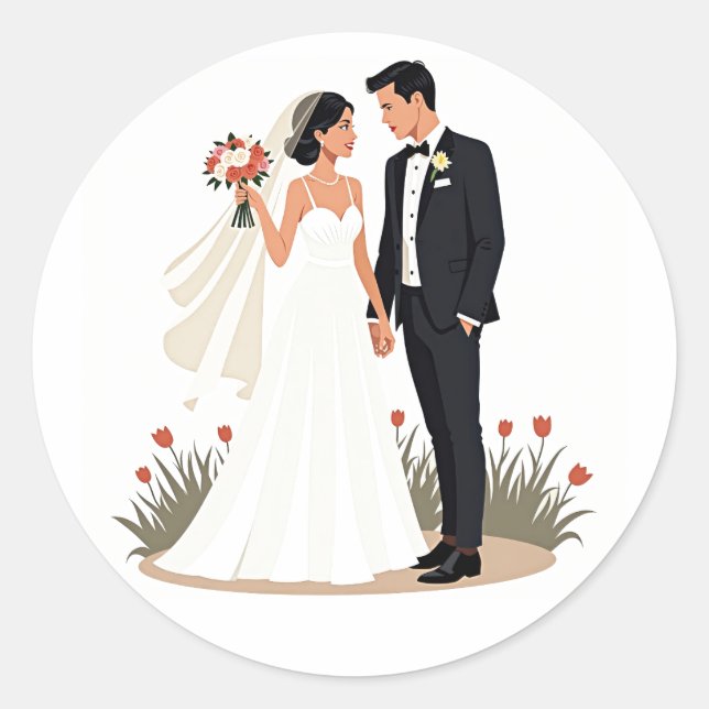 Betrothed Bliss - Wedding Couple Sticker (Front)