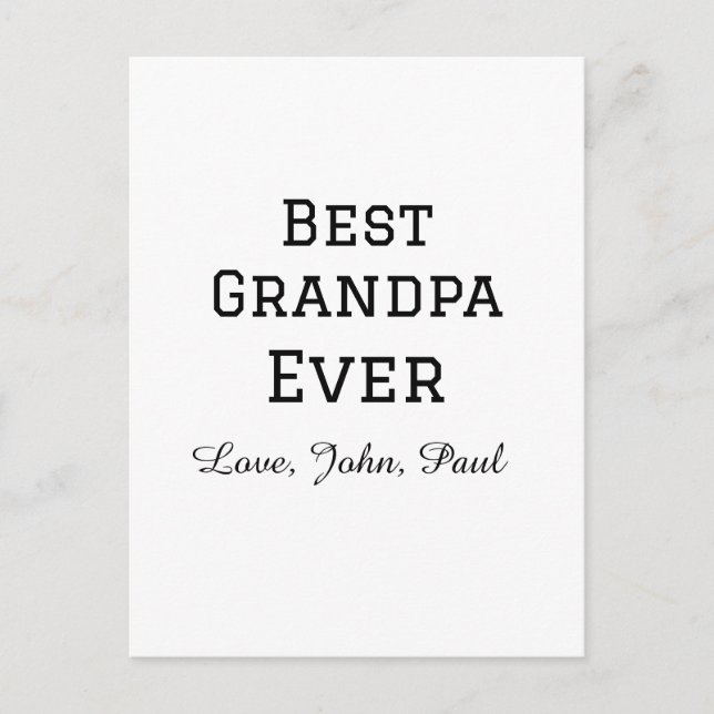 Bets Grandpa ever grandfather gifts simple name Postcard (Front)