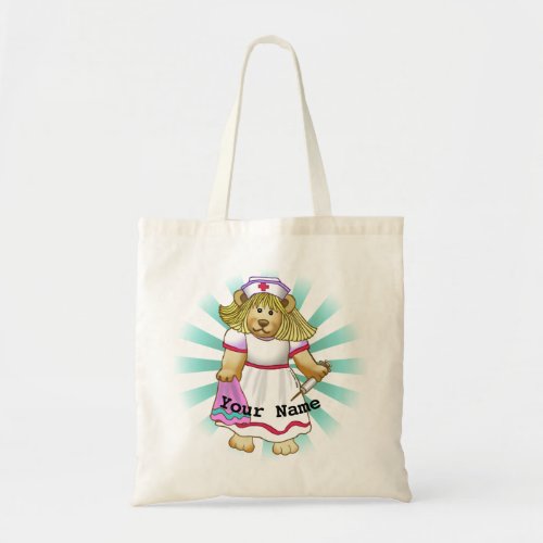 Betsy Bear Nurse custom name tote bag