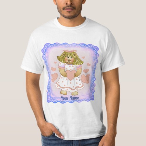 Betsy Bear Pink Heart custom name t_shirt