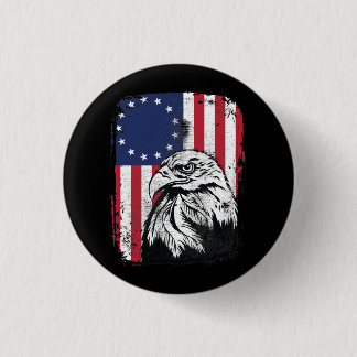 Betsy Ross 13 Star American Flag eagle Button