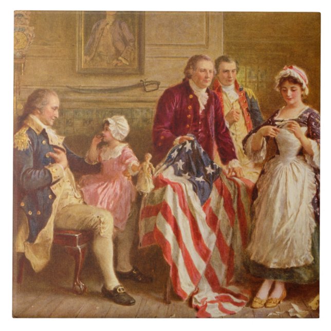 Betsy Ross, 1777 (American History) (USA Patriot) Ceramic Tile (Front)