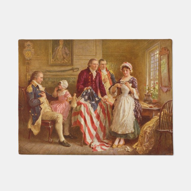 Betsy Ross, 1777 (American History) (USA Patriot) Doormat (Front)
