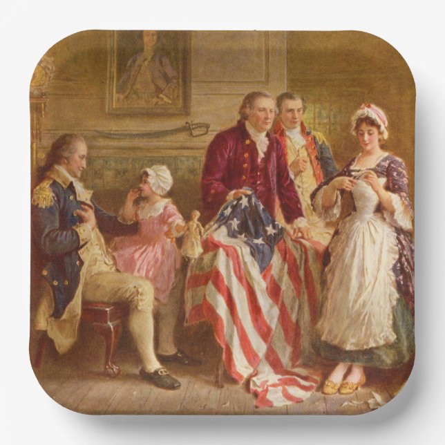 Betsy Ross, 1777 (American History) (USA Patriot)  Paper Plates (Front)