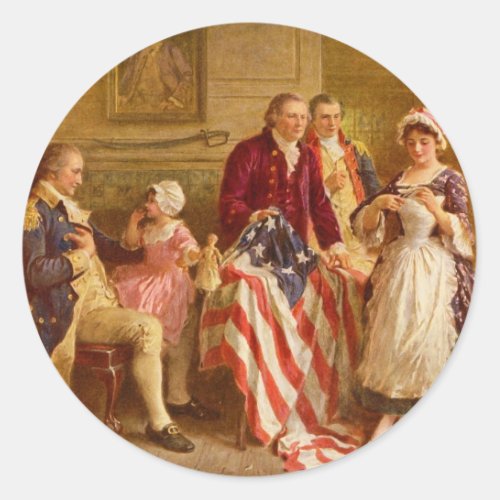 Betsy Ross 1777 by Jean Leon Gerome Ferris Classic Round Sticker
