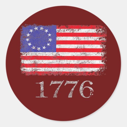 Betsy Ross 4th Of July American Flag 1776 Retro  Classic Round Sticker