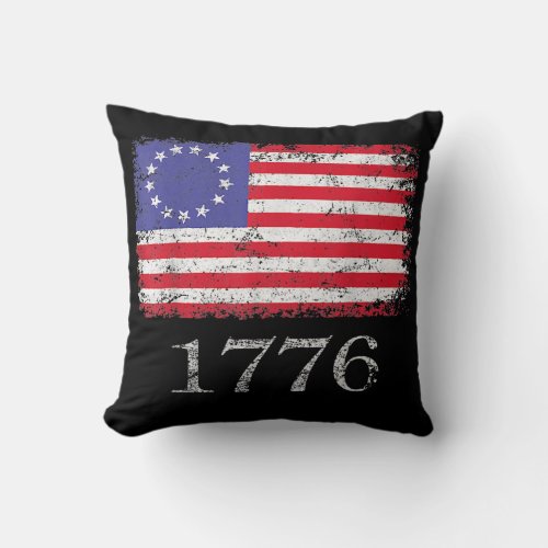 Betsy Ross 4th Of July American Flag 1776 Retro  Throw Pillow