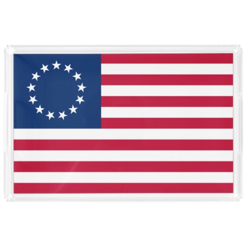 Betsy Ross American Circle Flag Flag 13 Stars Acrylic Tray