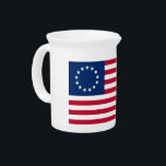 Betsy Ross American Circle Flag Flag 13 Stars Beverage Pitcher<br><div class="desc">The Betsy Ross flag is an early design of the flag of the United States, named for early American upholsterer and flag maker Betsy Ross. ... Its distinguishing feature is thirteen 5-pointed stars arranged in a circle representing the 13 colonies that fought for their independence during the American Revolutionary War....</div>