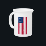 Betsy Ross American Circle Flag Flag 13 Stars Beverage Pitcher<br><div class="desc">The Betsy Ross flag is an early design of the flag of the United States, named for early American upholsterer and flag maker Betsy Ross. ... Its distinguishing feature is thirteen 5-pointed stars arranged in a circle representing the 13 colonies that fought for their independence during the American Revolutionary War....</div>