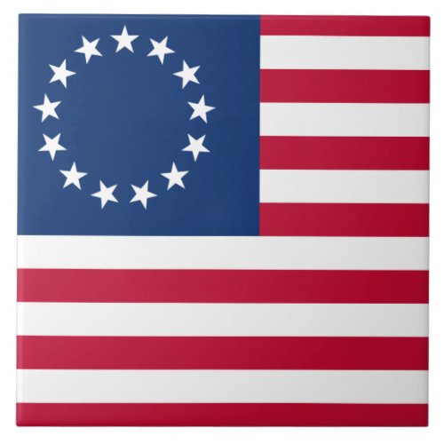Betsy Ross American Circle Flag Flag 13 Stars Ceramic Tile