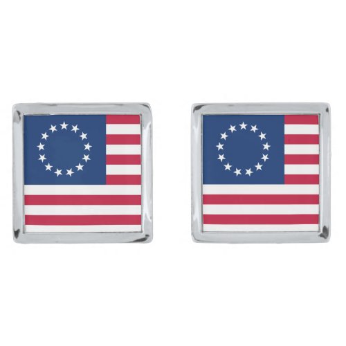 Betsy Ross American Circle Flag Flag 13 Stars Cufflinks