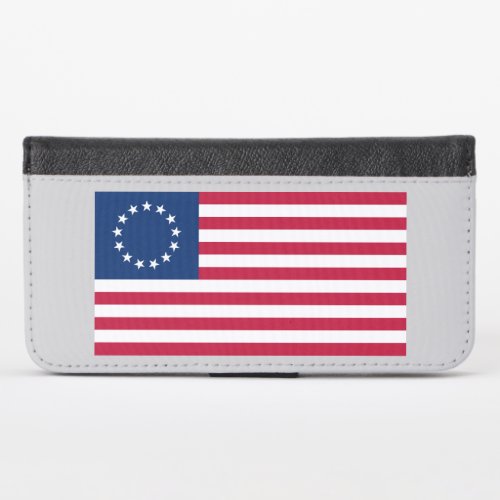 Betsy Ross American Circle Flag Flag 13 Stars iPhone X Wallet Case