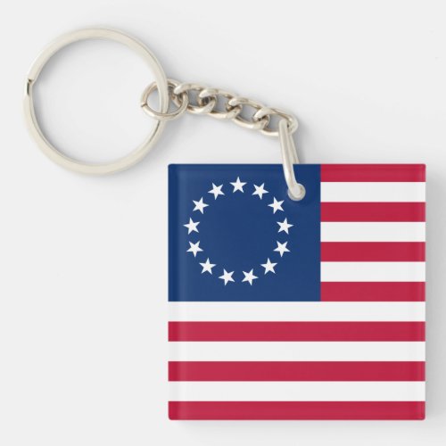 Betsy Ross American Circle Flag Flag 13 Stars Keychain