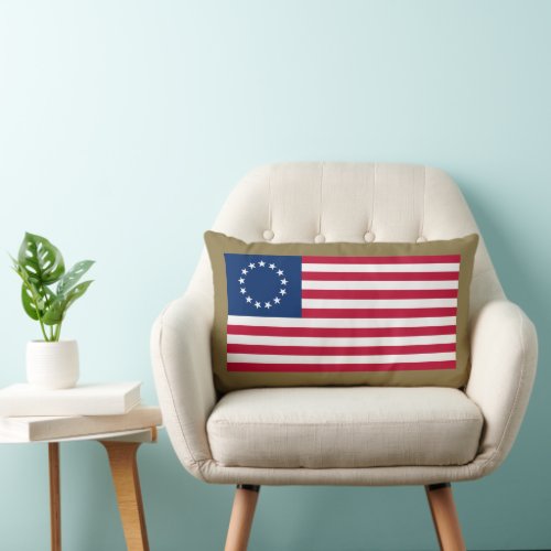 Betsy Ross American Circle Flag Flag 13 Stars Lumbar Pillow