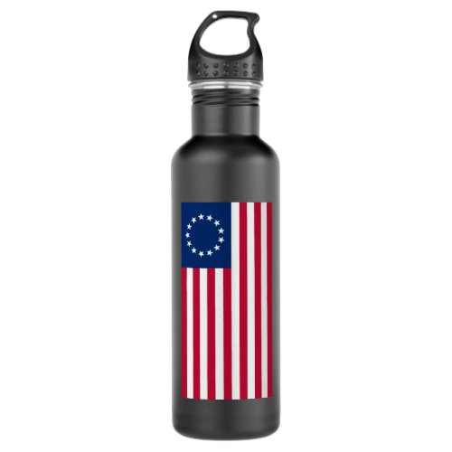 Betsy Ross American Circle Flag Flag 13 Stars Stainless Steel Water Bottle