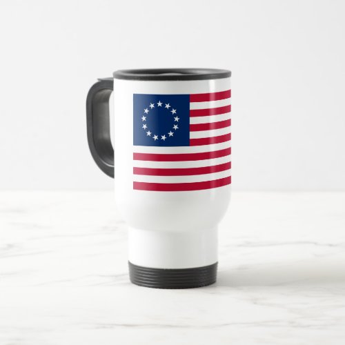 Betsy Ross American Circle Flag Flag 13 Stars Travel Mug