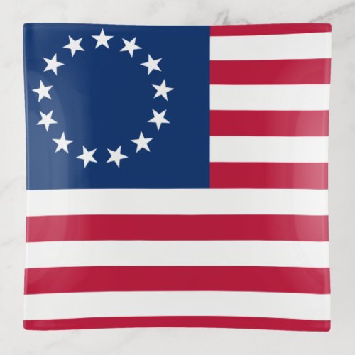 Betsy Ross American Circle Flag Flag 13 Stars Trinket Tray