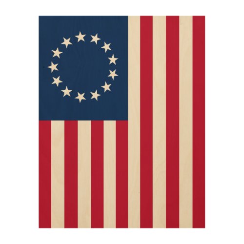 Betsy Ross American Circle Flag Flag 13 Stars Wood Wall Art