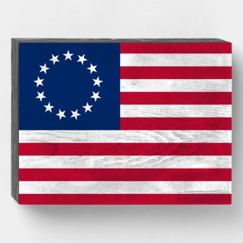 Betsy Ross American Circle Flag Flag 13 Stars Wooden Box Sign