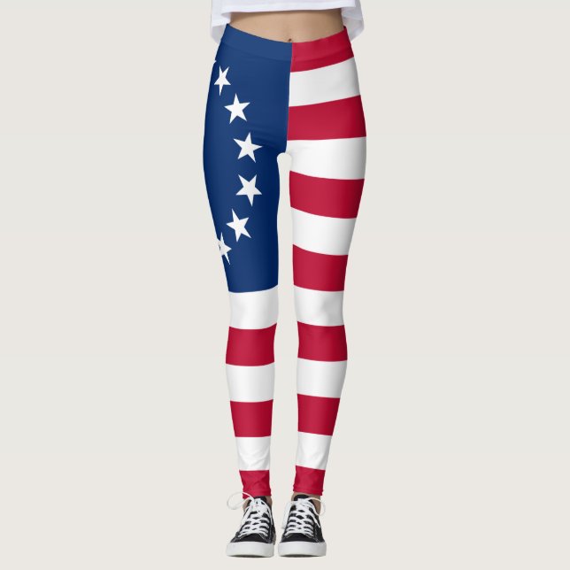Betsy Ross American Flag Leggings (Front)