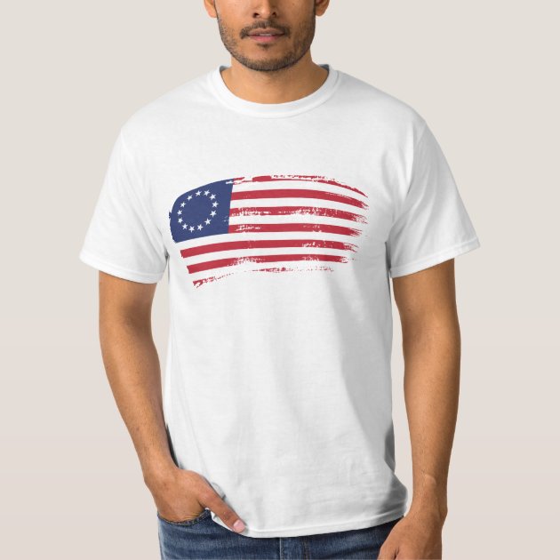 Patriotic Shirt Betsy Ross Flag Vintage Distressed 4th of July USA 1776 Flag T-Shirt