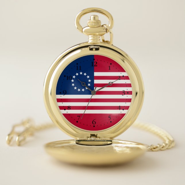 Betsy Ross American Flag Pocket Watch (Inside)