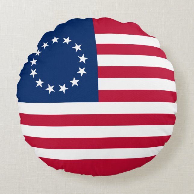 Betsy Ross American Flag Round Pillow (Front)
