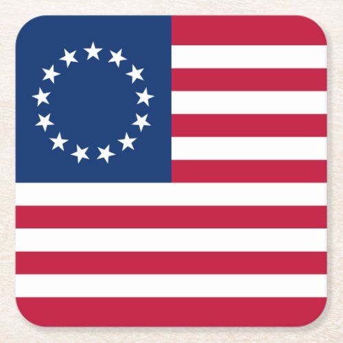 Betsy Ross American Flag Square Paper Coaster