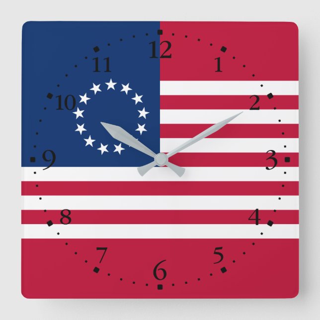 Betsy Ross American Flag Square Wall Clock (Front)