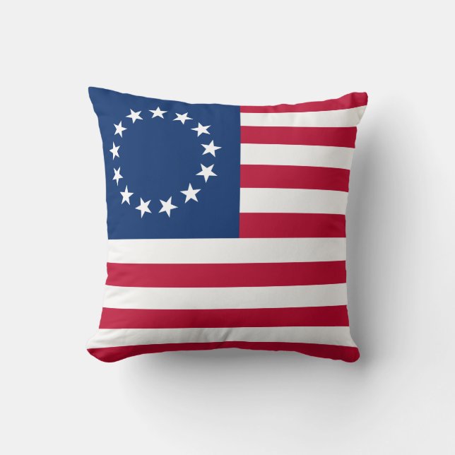 Betsy Ross American Flag Throw Pillow (Front)