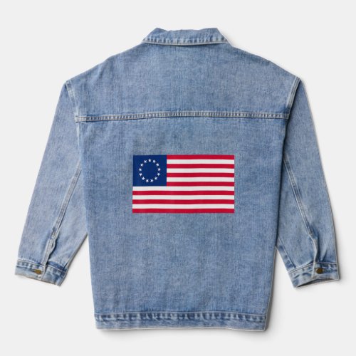 Betsy Ross American Us Flag 1777 Usa Revolutionary Denim Jacket