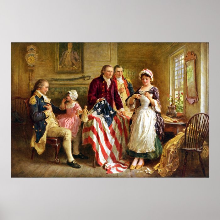 Betsy Ross and General George Washington Print