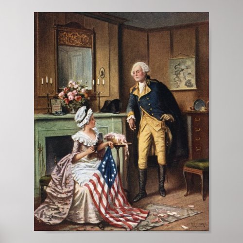 Betsy Ross And George Washington Poster