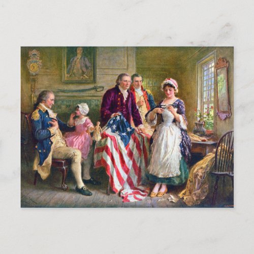 Betsy Ross and the Stars and Stripes 1777 Postcard