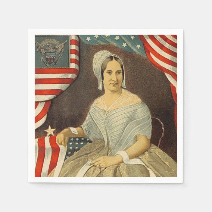 Betsy Ross First American Flag Vintage Portrait Us Paper Napkins