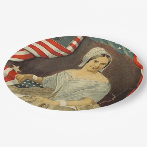 Betsy Ross First American Flag Vintage Portrait US Paper Plates