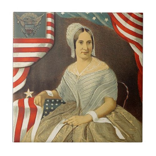 Betsy Ross First American Flag Vintage Portrait US Tile