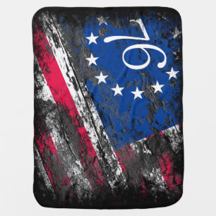 Betsy Ross Flag 1776 Patriotic 4th of July Baby Blanket