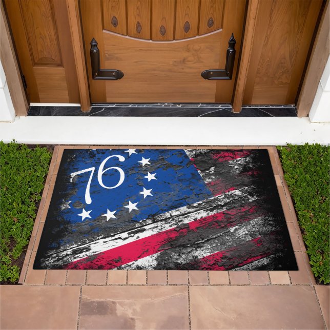 Betsy Ross Flag 1776 Patriotic 4th of July Doormat (Outdoor)
