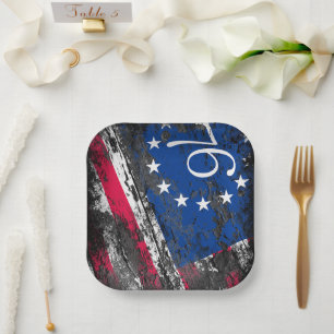 Betsy Ross Flag 1776 Patriotic 4th of July Paper Plates