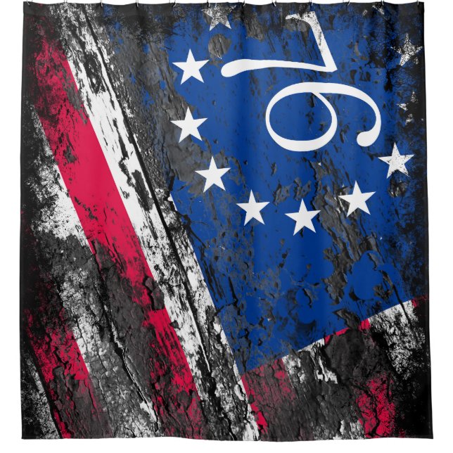 Betsy Ross Flag 1776 Patriotic 4th of July Shower Curtain (Front)