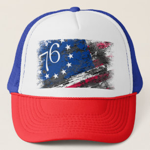 Betsy Ross Flag 1776 Patriotic 4th of July Trucker Hat