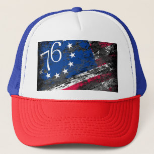 Betsy Ross Flag 1776 Patriotic 4th of July Trucker Hat