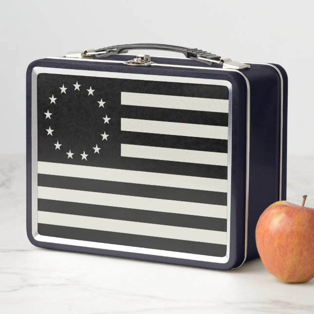 Betsy Ross Flag Blackout: American Stars Circle Metal Lunch Box (In Situ)