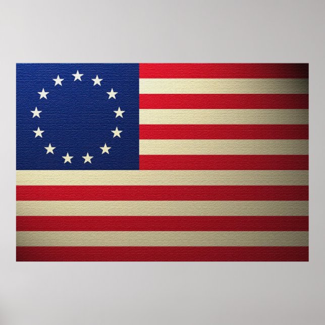 Betsy Ross Flag Canvased Antiqued Poster (Front)