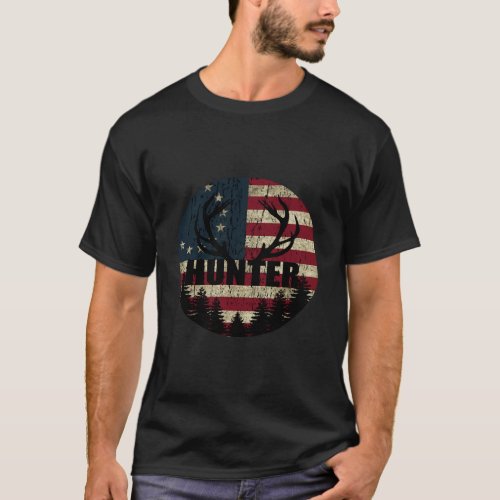 Betsy Ross Flag Deer Hunting Lover Gift America Fl T_Shirt